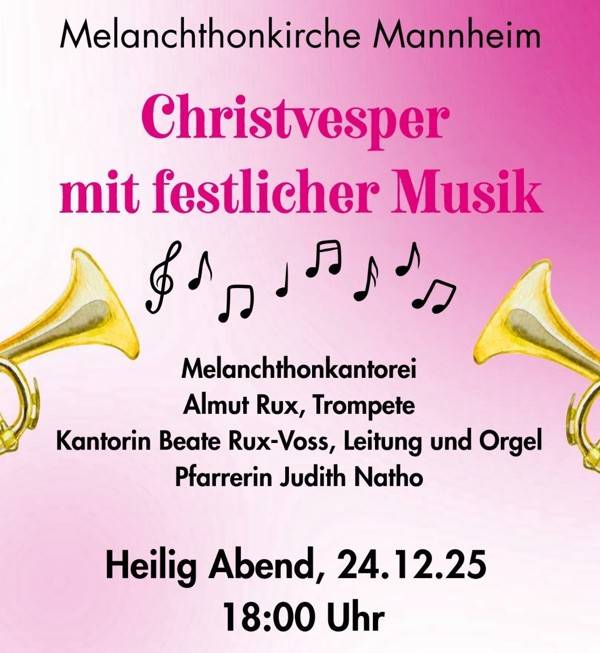 Flyer für die Christvesper an Heilig Abend mit festlicher Chormusik