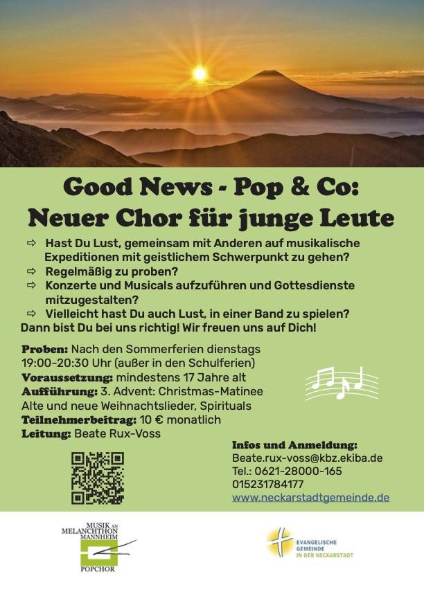 Plakat als Werbung für den Popchor Good News